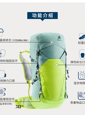 进口德国Deuter超轻徒步背包 多特户外Speed Lite 12~32L登山包