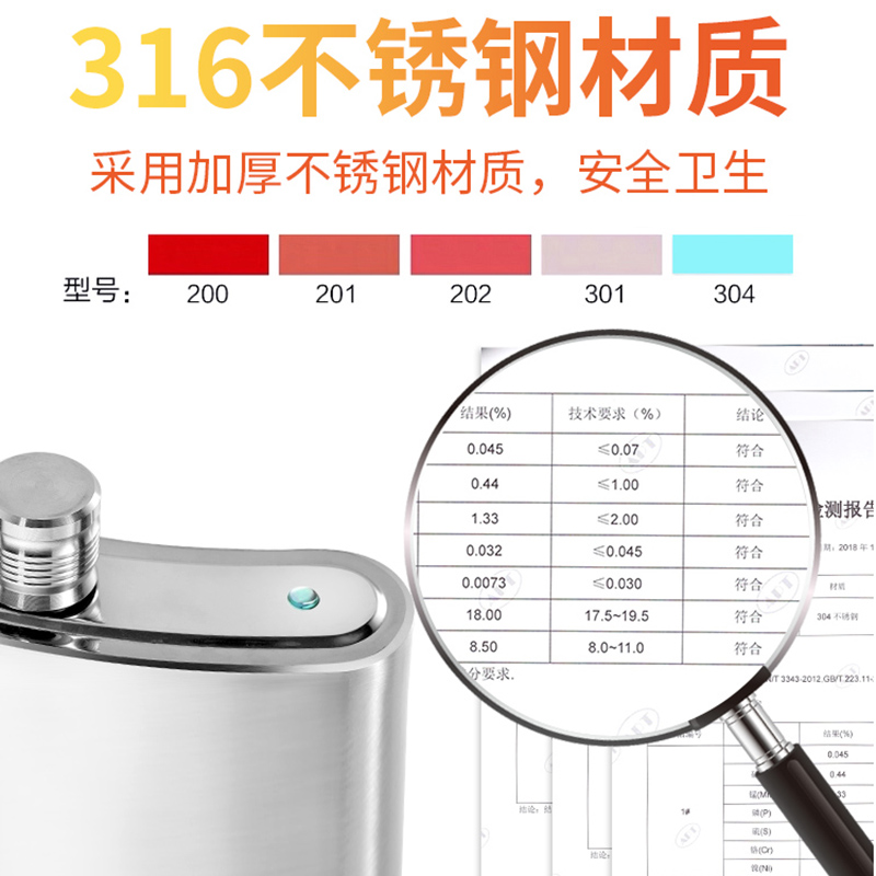 俄罗斯酒壶316不锈钢304随身1一5五斤装白酒加厚户外便携式扁酒瓶 - 图1