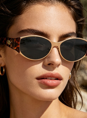 复古千禧年猫眼玳瑁色小框太阳镜