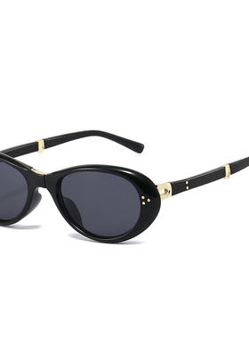 复古ins风猫眼黑色折叠太阳眼镜