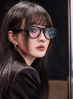 复古时尚单梁椭圆粉色墨镜小脸女