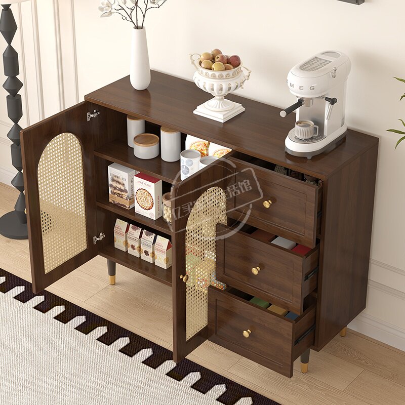 法式复古餐边柜藤编储物柜简约家用中古风客厅收纳玄关柜出租房柜,淘宝优惠券,粉丝福利购,淘宝优惠卷