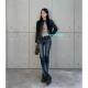 Eihey ແອວຕ່ໍາ slimming trousers ຂາກ້ວາງ