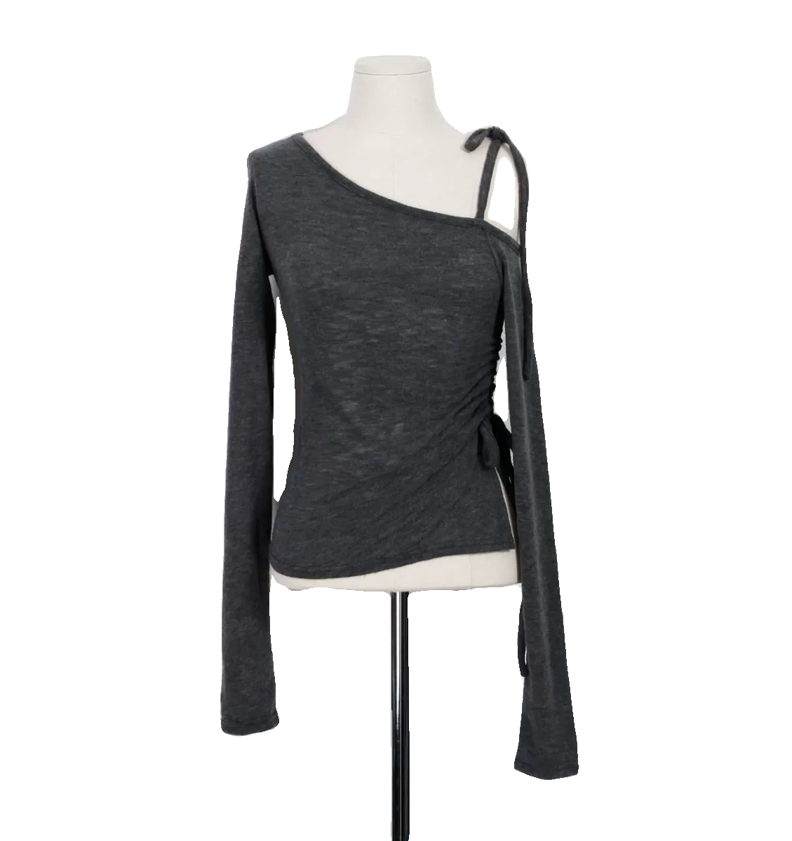 eihey诶嘿侧边系带开叉修身露肩吊带纯欲褶皱抽绳不规则长袖T恤女,淘宝优惠券,粉丝福利购,淘宝优惠卷