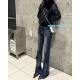 Eihey ແອວຕ່ໍາ slimming trousers ຂາກ້ວາງ