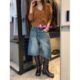 Eihey 26 summer ແບບດຽວກັນຂອງ Jin Jing jeans ວ່າງຂາກວ້າງຂອງອາເມລິກາ retro ຫ້າຈຸດກາງ pants ສັ້ນສໍາລັບແມ່ຍິງ