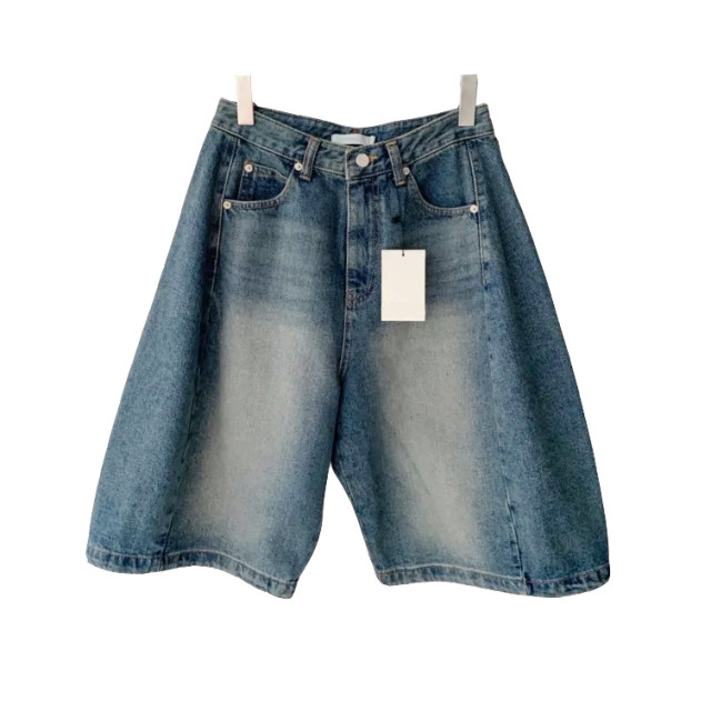 Eihey 26 summer ແບບດຽວກັນຂອງ Jin Jing jeans ວ່າງຂາກວ້າງຂອງອາເມລິກາ retro ຫ້າຈຸດກາງ pants ສັ້ນສໍາລັບແມ່ຍິງ