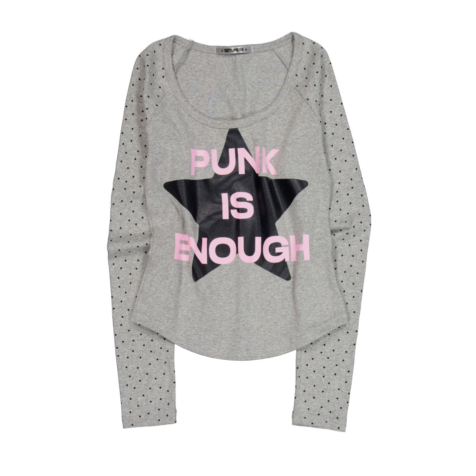 eihey诶嘿韩系星星字母印花修身显瘦休闲百搭插肩时尚长袖T恤上衣