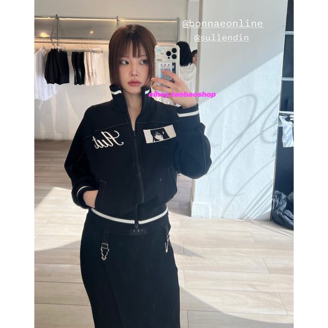 Eihey spring new girls printed striped contrasting short slim coat long-sleeved sports jacket for women