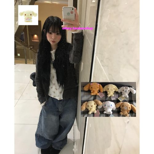 eihey诶嘿新款复古水洗阔腿裤宽松百搭直筒裤浅蓝色牛仔裤长裤女 - 图1