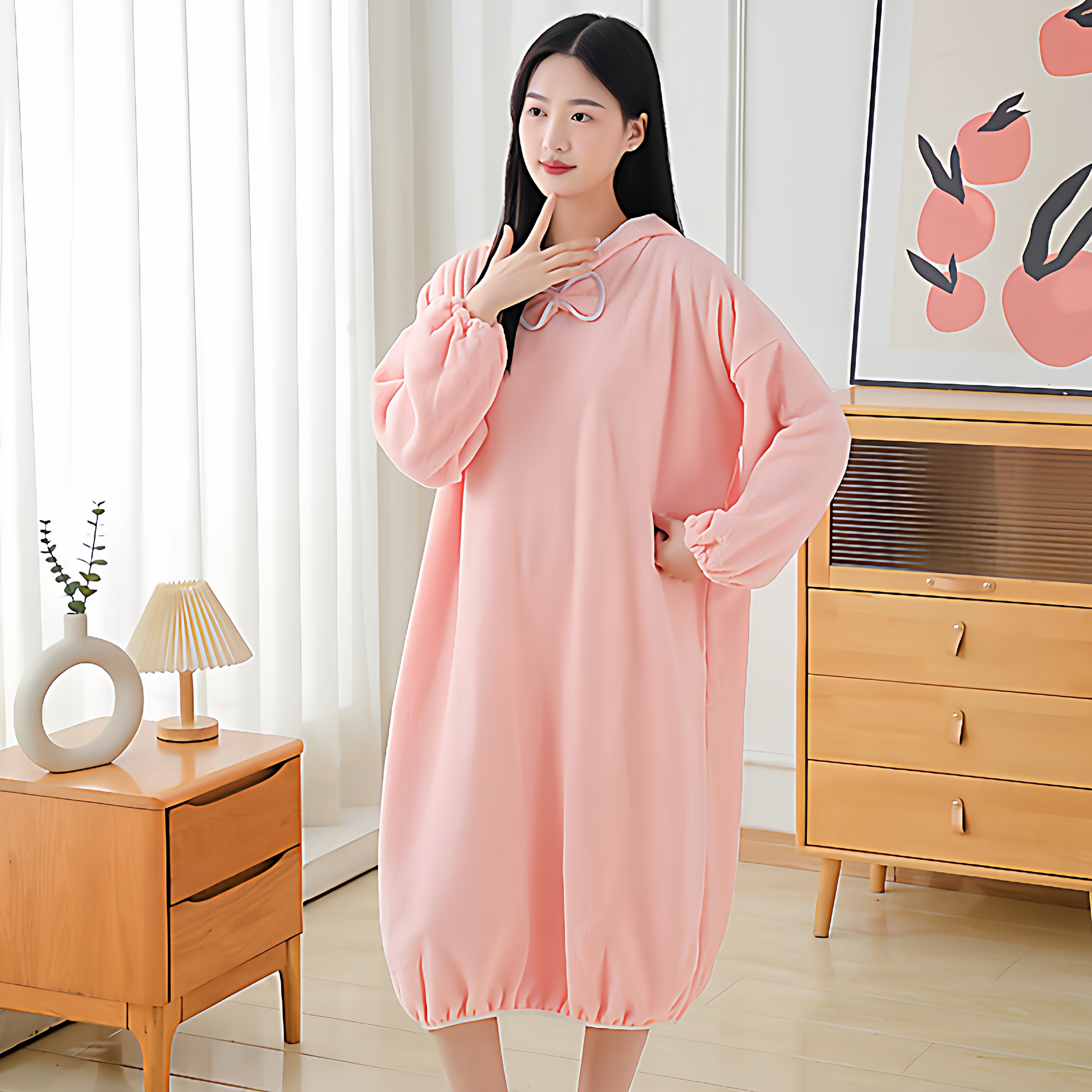 加厚浴袍可穿式带帽浴裙成人洗澡浴衣吸水家居服带帽睡袍宽松长款,淘宝优惠券,粉丝福利购,淘宝优惠卷