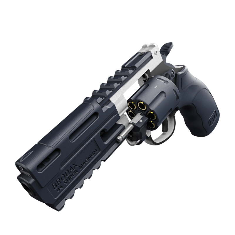 Sci-fi BRODAX44 game style revolver