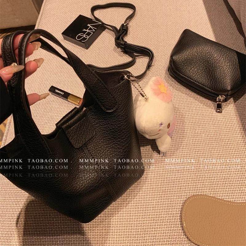 mmmpink韩国小众软皮水桶包女韩版荔枝纹手提小包单肩斜挎菜篮子,淘宝优惠券,粉丝福利购,淘宝优惠卷