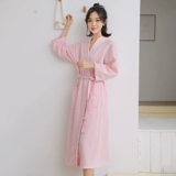 Осенний длинный шелковый банный халат, тонкая быстросохнущая пижама, длина макси, большой размер