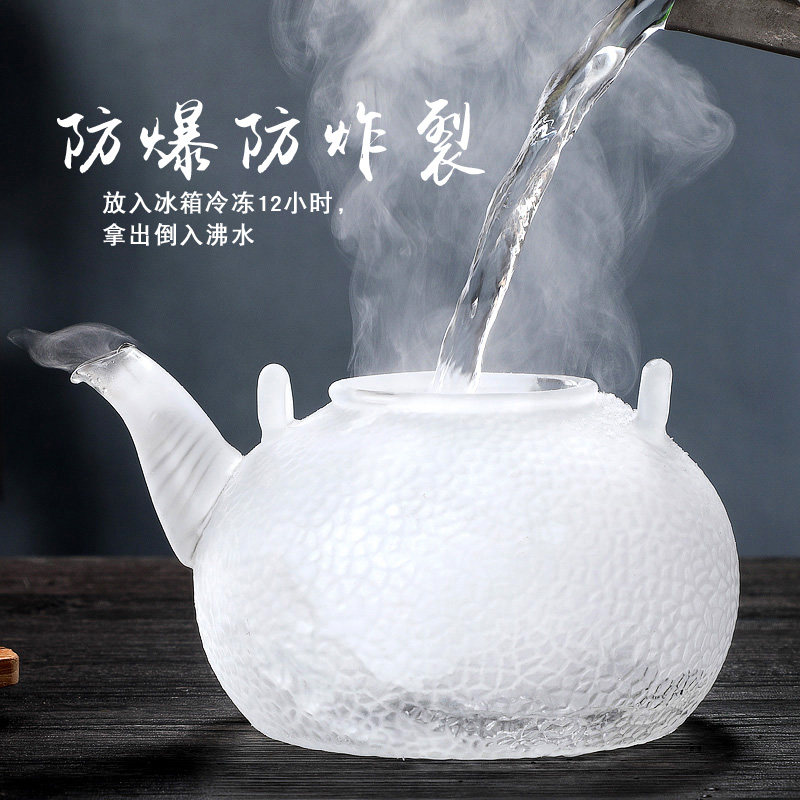 玻璃茶壶煮茶壶提梁锤纹壶耐高温玻璃泡茶壶家用电陶炉烧水煮茶器