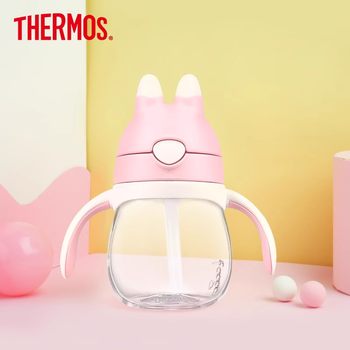 Thermos Plastic Straw Cup Toddler Tritan Teeth-Marable Rabbit Ear Water Cup BBSC-240ml