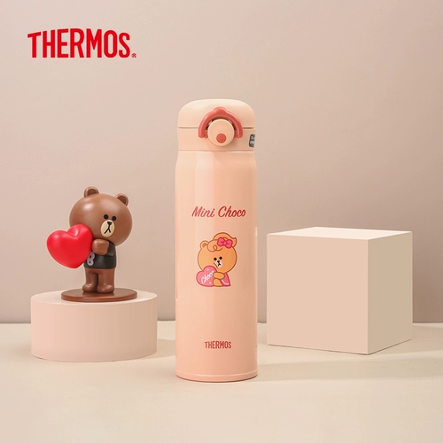 Термос с холодоизоляционной чашкой, мультипликационная серия LineFriends, изоляционная чашка, портативная студенческая чашка для воды JNR-502