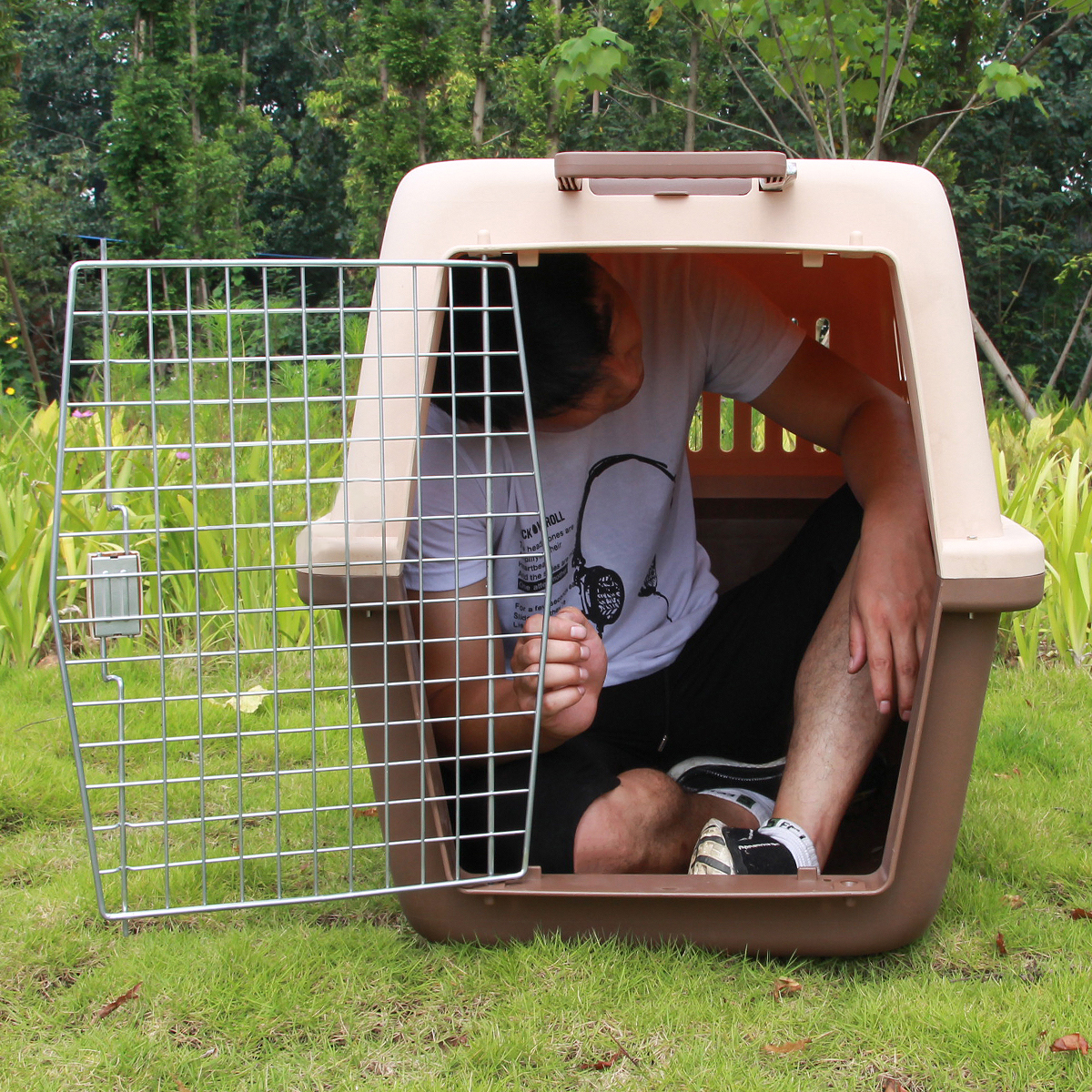 宠物航空箱狗猫笼子猫咪外出便携特大型犬号金毛托运箱运输拉杆箱 - 图0