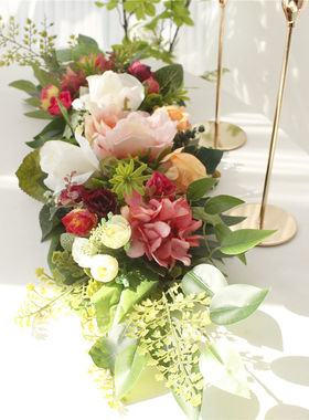 仿真花镜前花宴会晚会餐桌花结婚礼拱花迎宾牌生日派对婚车拉花