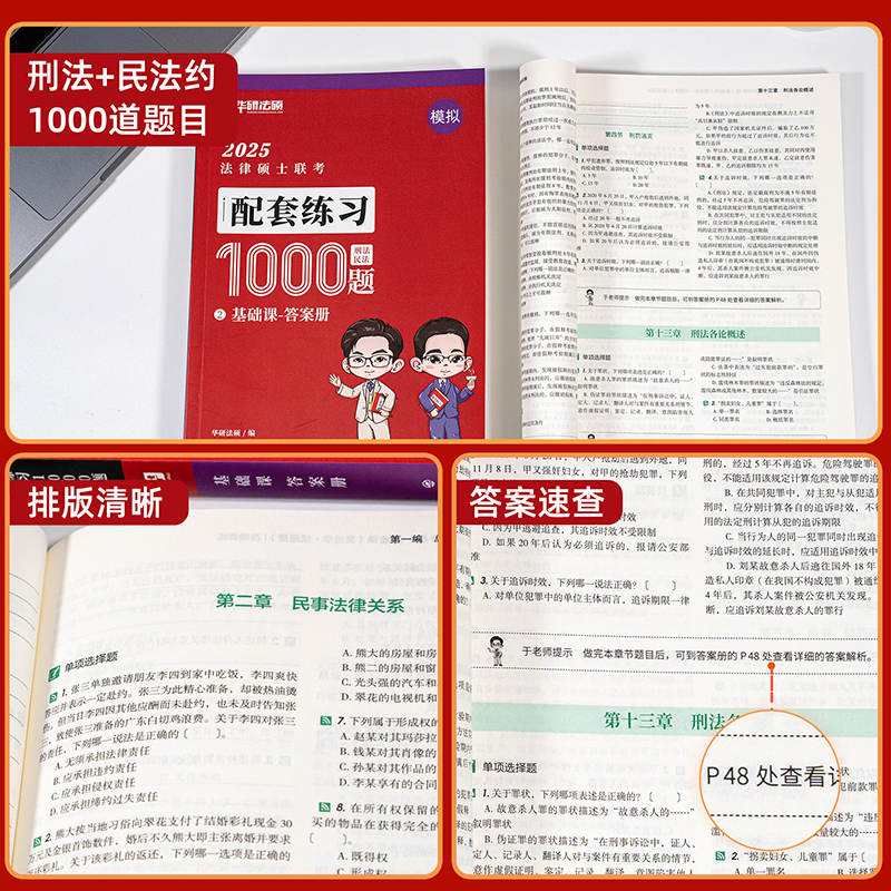 华研法硕2025法律硕士联考配套练1000题华研法硕杨烁民法于越刑法 赵逸凡法制史杜洪波法理学基础课综合课法学非法学全真演练题 - 图1