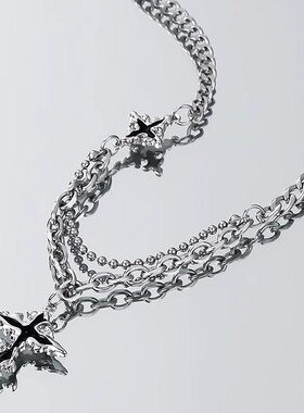 十字花纹钛钢项链男潮流小众百搭不掉色配饰高级感锁骨链轻奢饰品