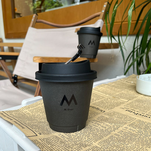 双层隔热8a烫黑公路咖啡杯一次性奶茶纸杯子带盖商用外带打包定制 - 图0