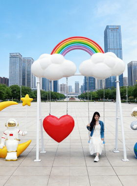 网红打卡云朵秋千座椅雕塑玻璃钢旅游景区公园商场美陈造景摆件