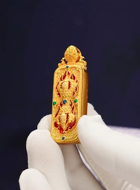 新款藏式描金小唐卡吊坠八大守护神随身佛牌黑财神绿度母扎基拉姆