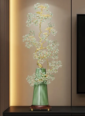 紫水晶石花瓶摆件大号客厅玄关壁龛竖长柜装饰品高档乔迁新居礼品