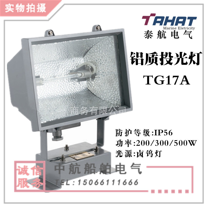 船用远程强光投光灯TG17A头卤钨灯500W/1000W码探照灯射灯 - 图0