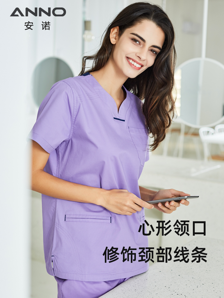 安诺手术服洗手衣医护弹力制服医生服护士服牙科手术室工作服女装-图1