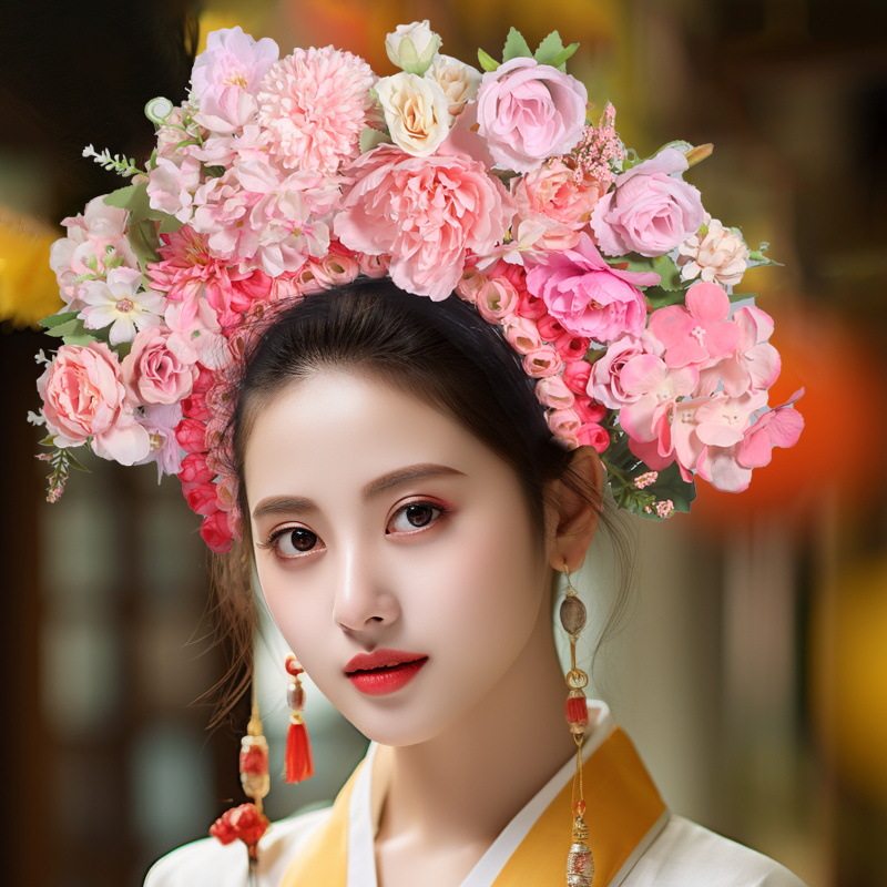 元旦节簪花发箍diy材料包泉州浔埔簪花围汉服绢花发饰礼物头饰,淘宝优惠券,粉丝福利购,淘宝优惠卷