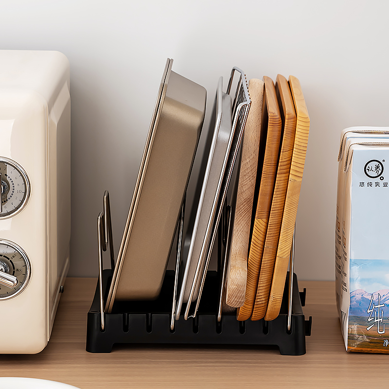 厨房烘焙工具收纳架烤盘收纳神器多用途面包盘烤蛋糕卷模具置物架 - 图2