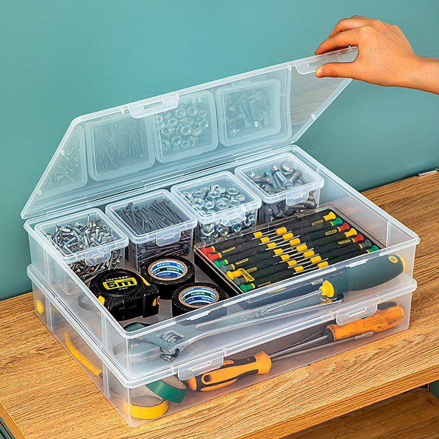 Multi-layer tool storage box partition storage box transparent low bed under bed finishing box hardware parts storage box