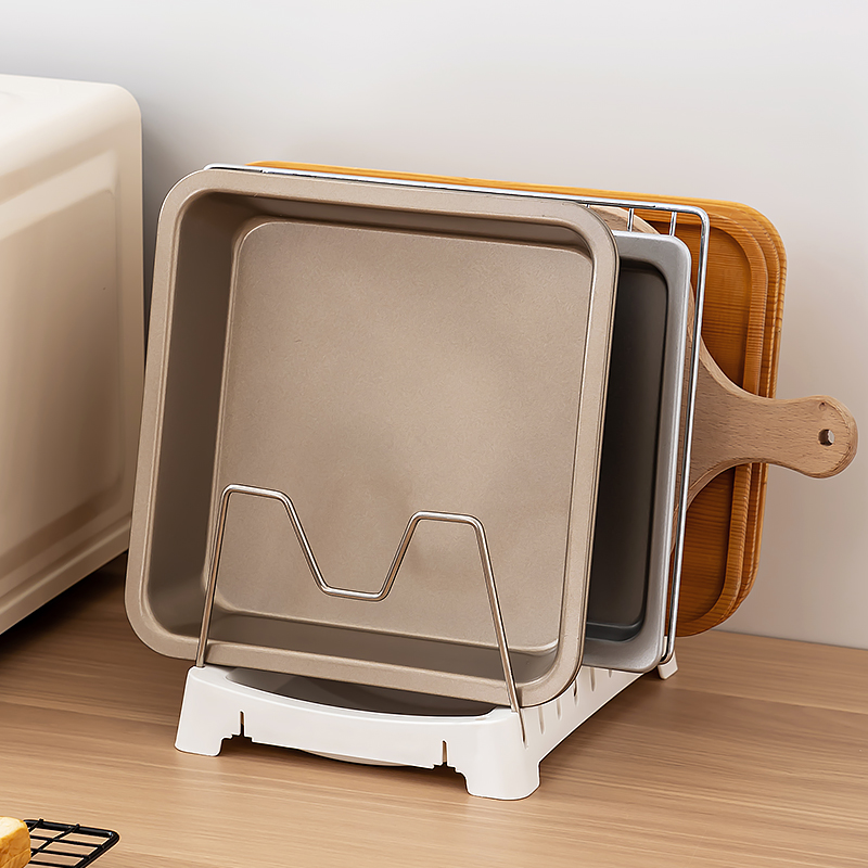 厨房烘焙工具收纳架烤盘收纳神器多用途面包盘烤蛋糕卷模具置物架 - 图3