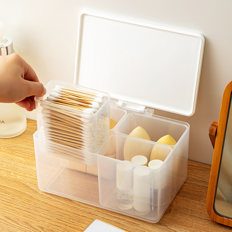 分格化妆棉签收纳盒卸妆棉棒梳妆台口红透明整理小盒子桌面卫生间,淘宝优惠券,粉丝福利购,淘宝优惠卷