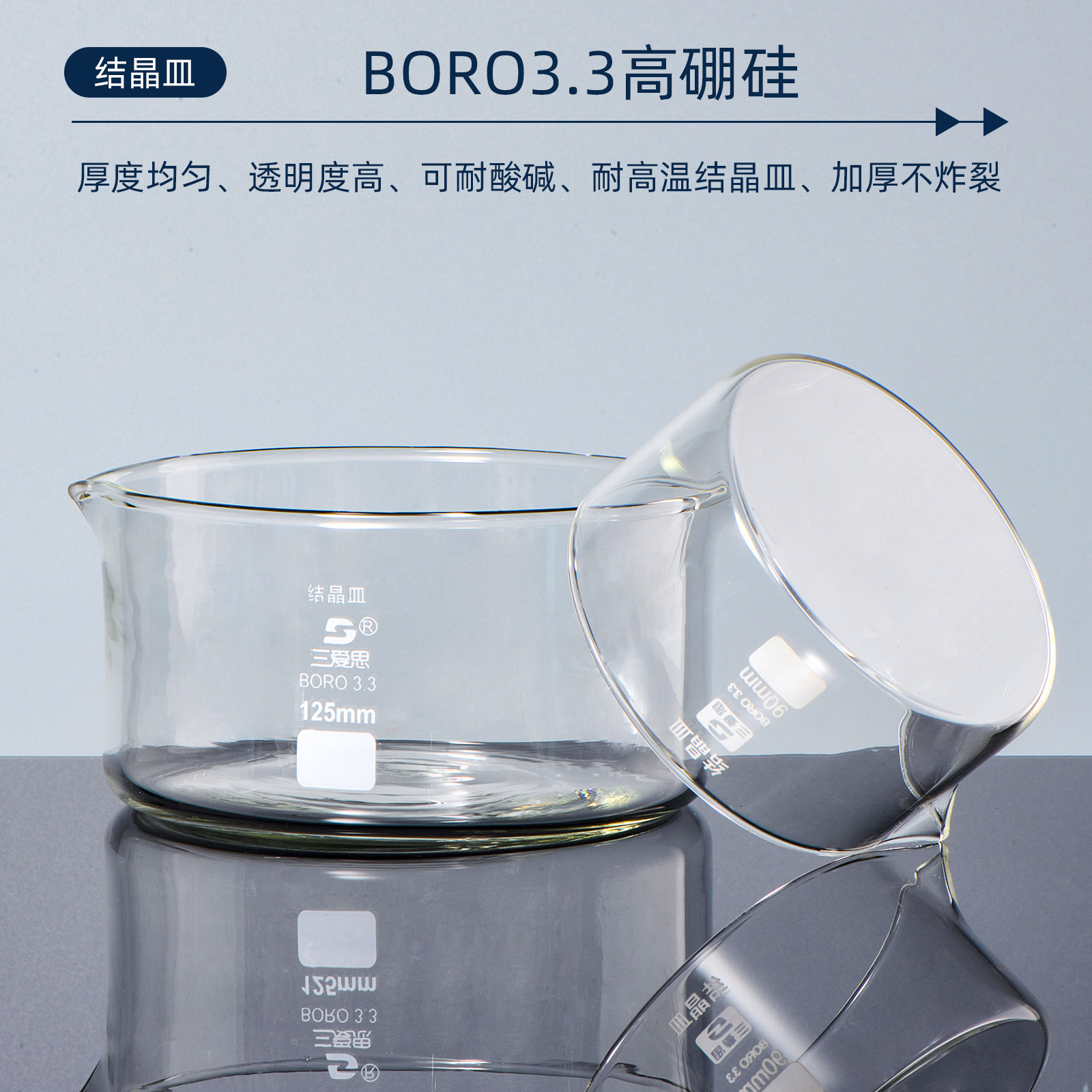 Sanaisi crystallizing dish with guide spout flat bottom dish