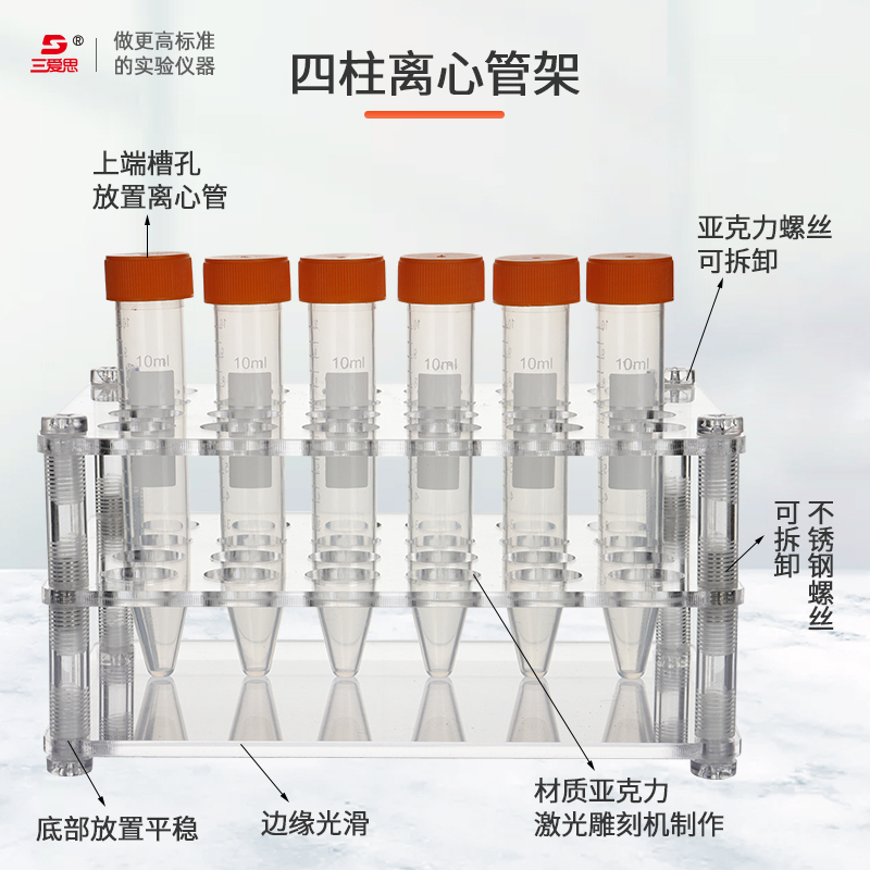 三爱思有机架玻璃试管小试管比色管离心管容量瓶架10-100ML亚克力防酸碱耐腐化学实验器材实验室化工耗材厂家 - 图0