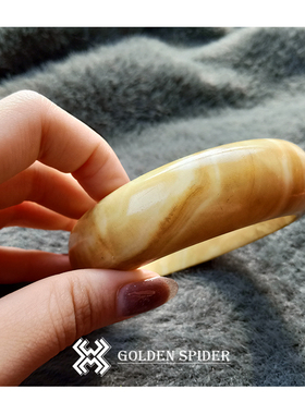 金蜘蛛欧美风出口黄色大理石手镯