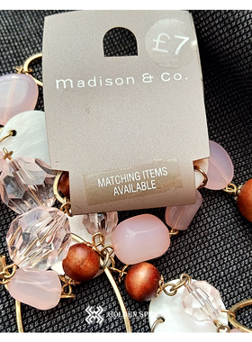 多元素粉色半透明毛衣链