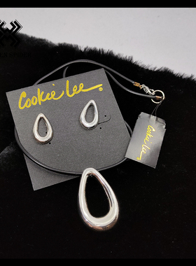 黑色空心水滴耳钉项链原标价