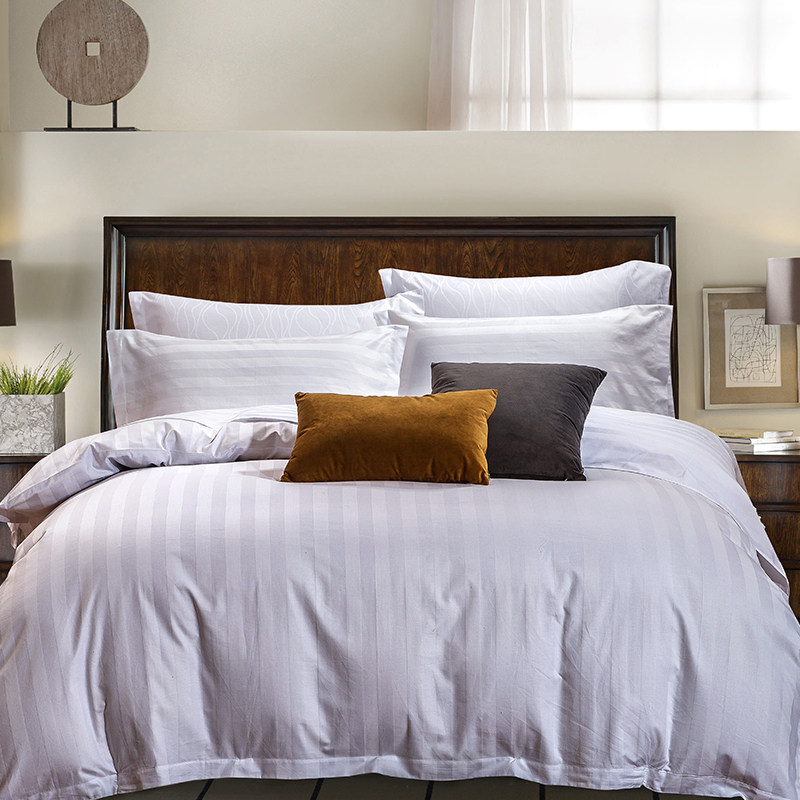 五星级酒店宾馆床上用品三四件套民宿纯白色全棉贡缎床单被套纯棉,淘宝优惠券,粉丝福利购,淘宝优惠卷