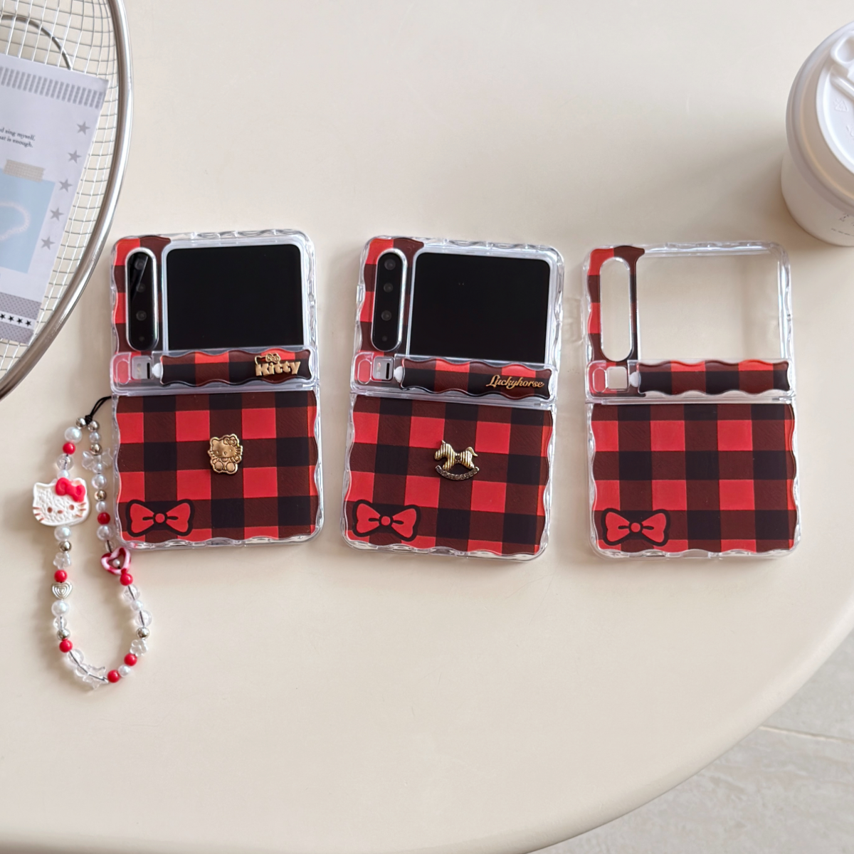 新年红色格子复古款立体kt猫小马适用华为Pura X手机壳保护套折叠屏pura x典藏版全包防摔波浪纹purax护中轴,淘宝优惠券,粉丝福利购,淘宝优惠卷