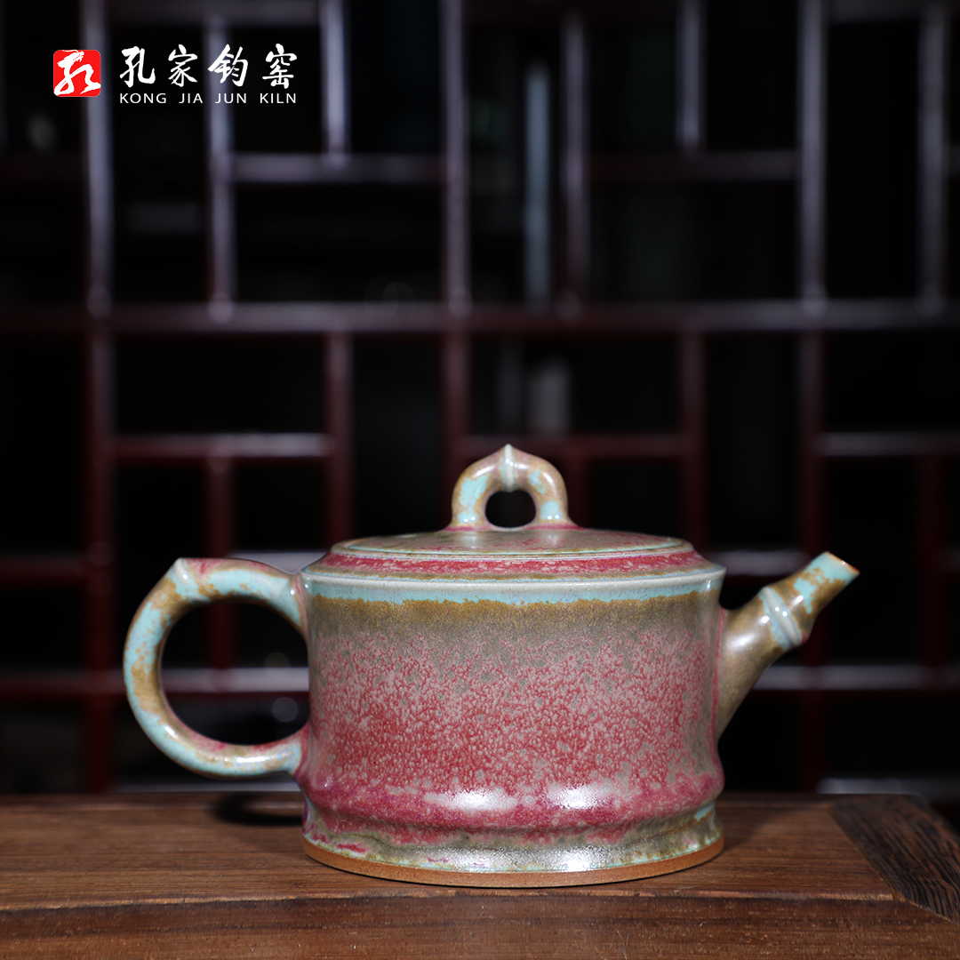 孔家钧窑钧瓷茶壶单壶【高风亮节】炉钧釉中原壶功夫茶具家用茶壶-图1