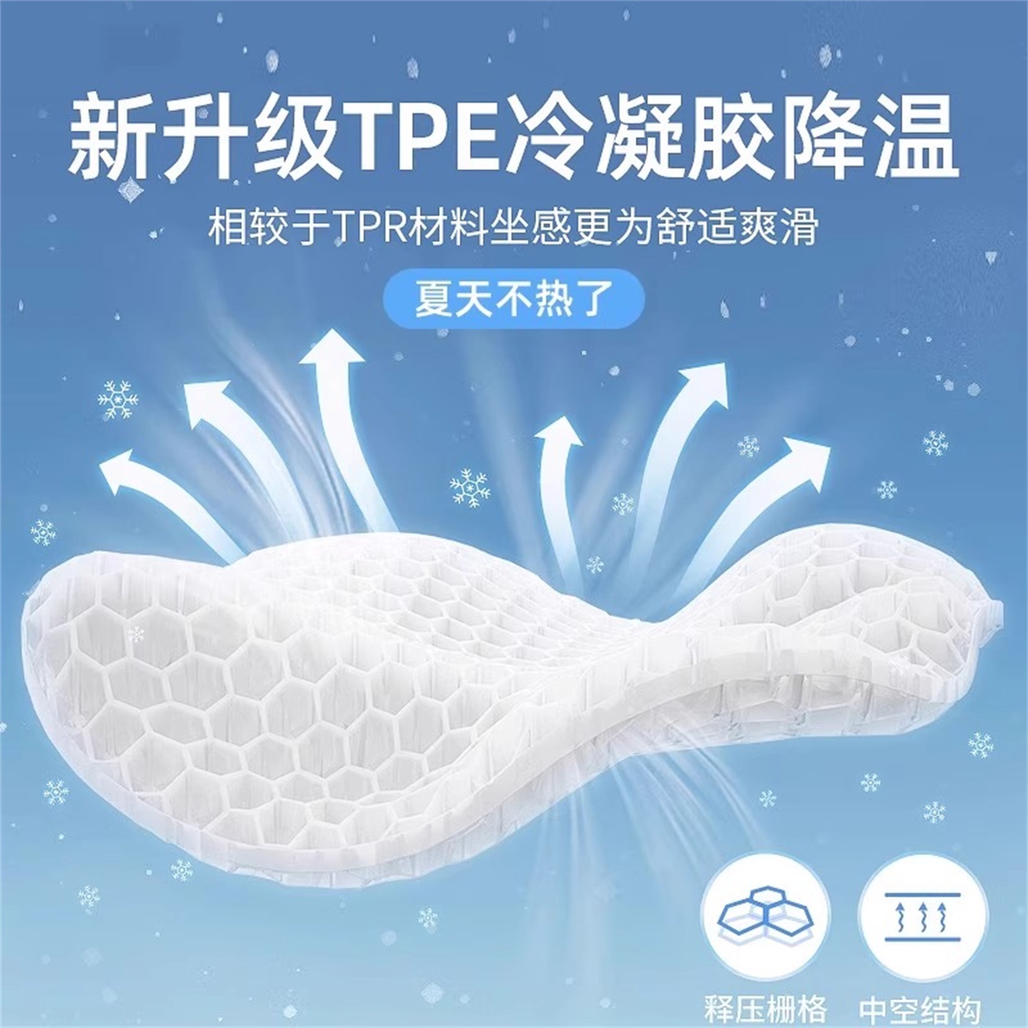 库洛米汽车坐垫夏季蜂窝凝胶主驾驶冰丝座垫办公室硅胶透气凉垫女
