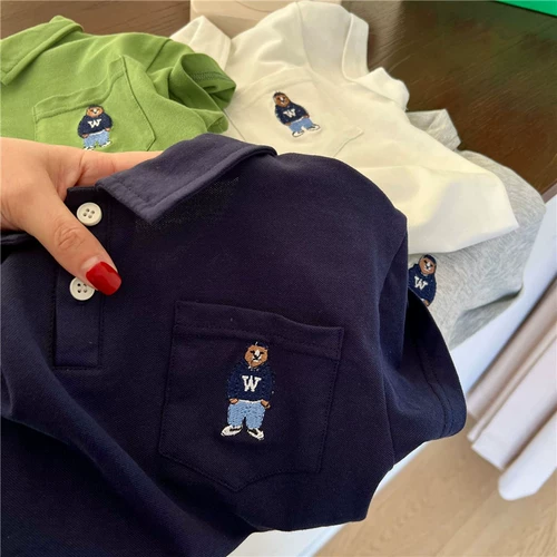 Детская летняя мультяшная футболка polo подходит для мужчин и женщин, короткий рукав
