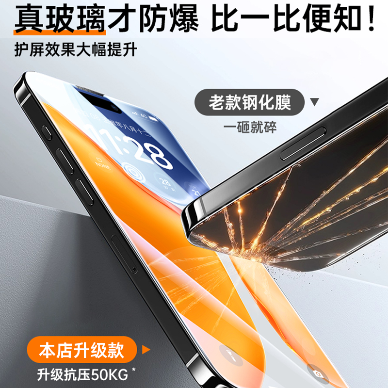 适用苹果15钢化膜14新款iPhone15ProMax手机膜13防偷窥12Pro贴膜全屏11覆盖xr防指纹Plus全包pm防尘x防摔高清 - 图3