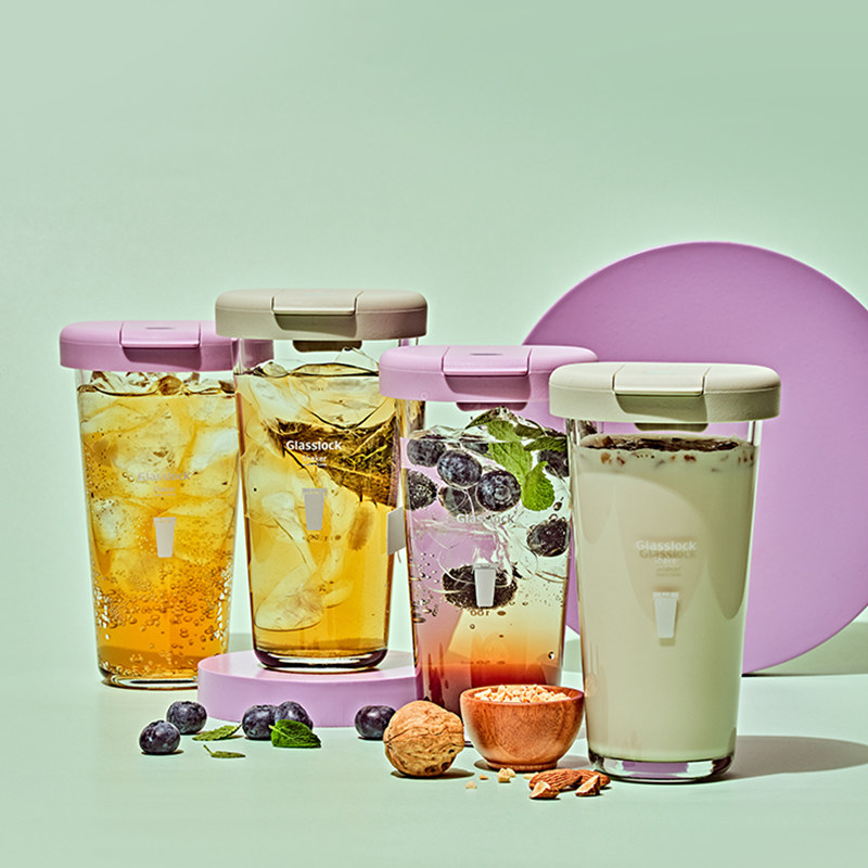 Glasslock盖朗韩国进口玻璃水杯简约随手杯家用吸管杯牛奶杯女生,淘宝优惠券,粉丝福利购,淘宝优惠卷