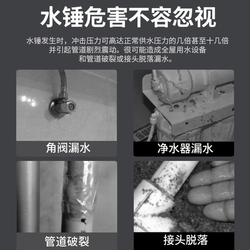 潜水艇水锤消除器家用入户吸收吸纳水锤三角阀全铜单向八字阀开关-图1