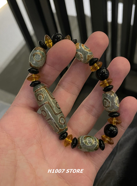 古法藏式玛瑙天珠手串男生松紧绳手链女款小众设计感嘻哈风情侣款
